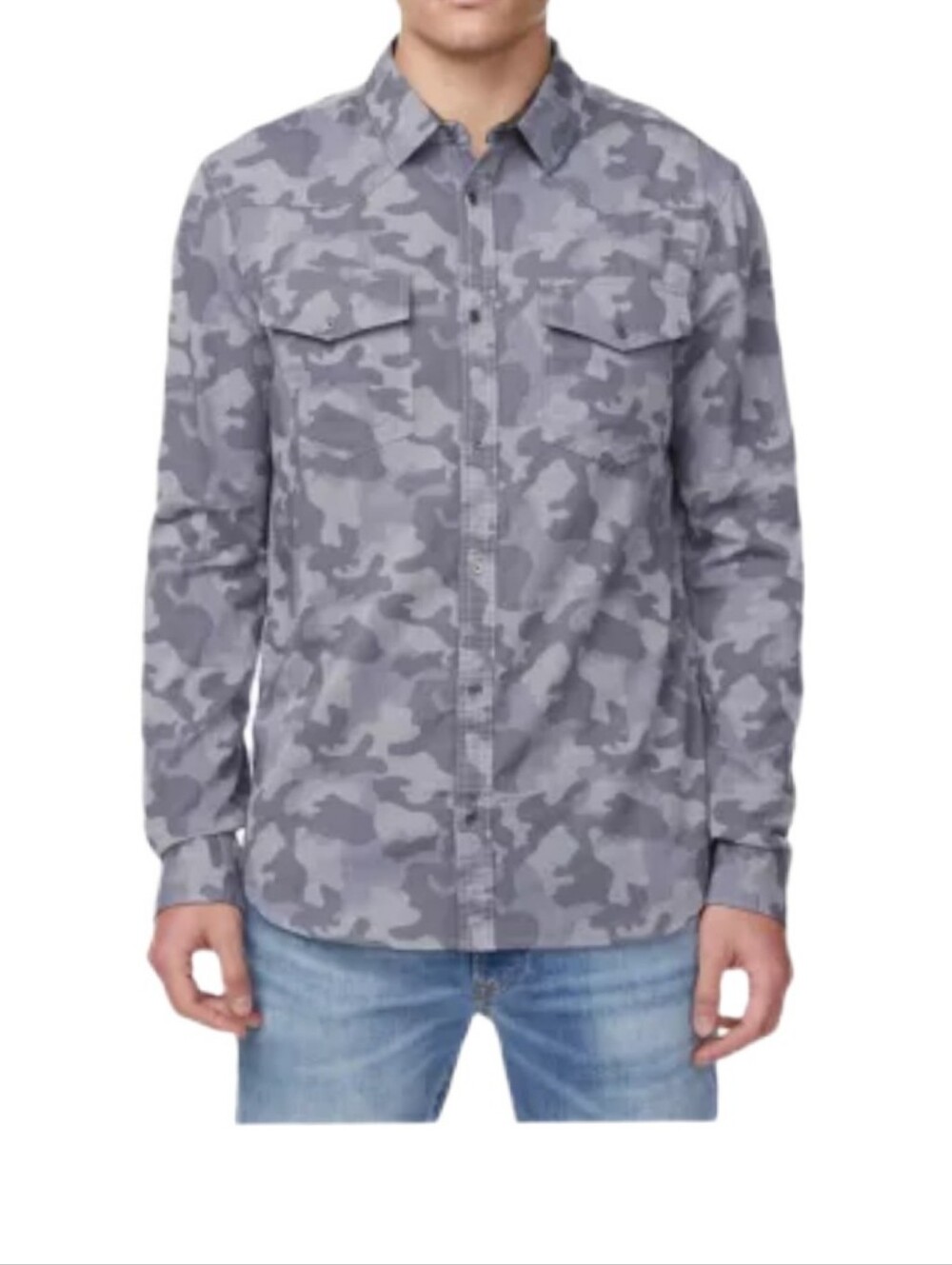 Buffalo David Bitton Men's Gray Camo Long Sleeve Button Down Shirt Medium